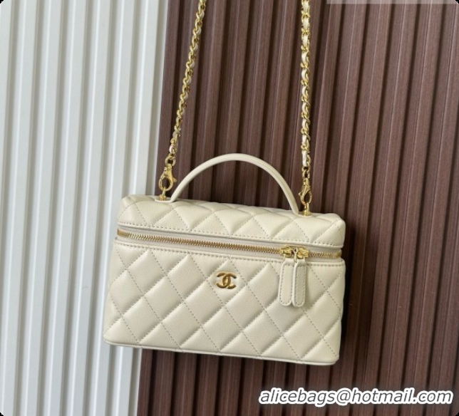 Buy Luxury Chanel Mini Vanity with Chain in Quilted Grained Calfskin CH100818 Beige 2026