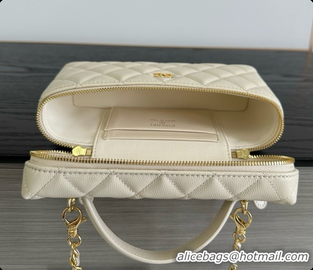 Buy Luxury Chanel Mini Vanity with Chain in Quilted Grained Calfskin CH100818 Beige 2026