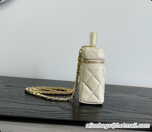 Buy Luxury Chanel Mini Vanity with Chain in Quilted Grained Calfskin CH100818 Beige 2026