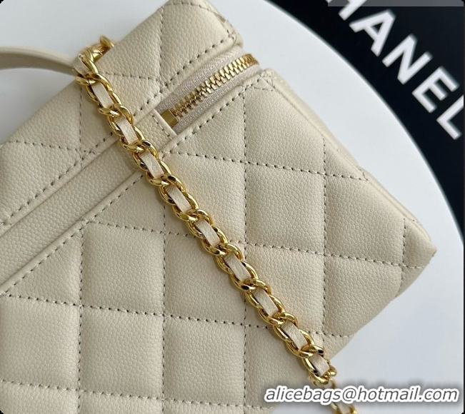 Buy Luxury Chanel Mini Vanity with Chain in Quilted Grained Calfskin CH100818 Beige 2026