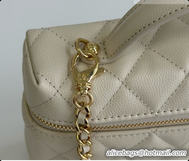 Buy Luxury Chanel Mini Vanity with Chain in Quilted Grained Calfskin CH100818 Beige 2026