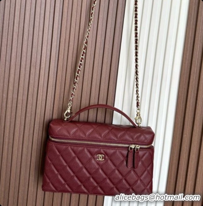 Original Cheap Chanel Vanity with Chain in Quilted Grained Calfskin CH100808 Burgundy 2026