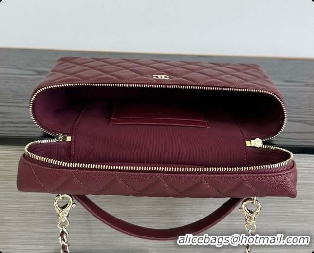 Original Cheap Chanel Vanity with Chain in Quilted Grained Calfskin CH100808 Burgundy 2026
