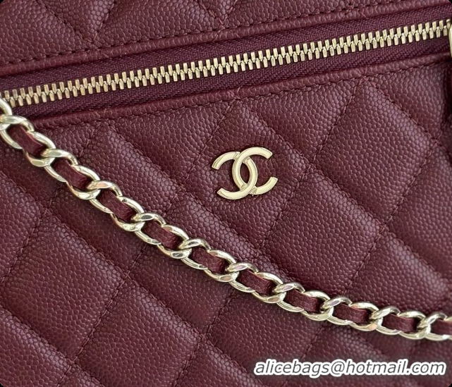 Original Cheap Chanel Vanity with Chain in Quilted Grained Calfskin CH100808 Burgundy 2026