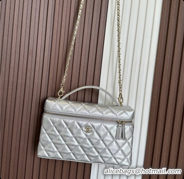 Good Quality Chanel Vanity with Chain in Quilted Grained Calfskin CH100811 Silver 2026 