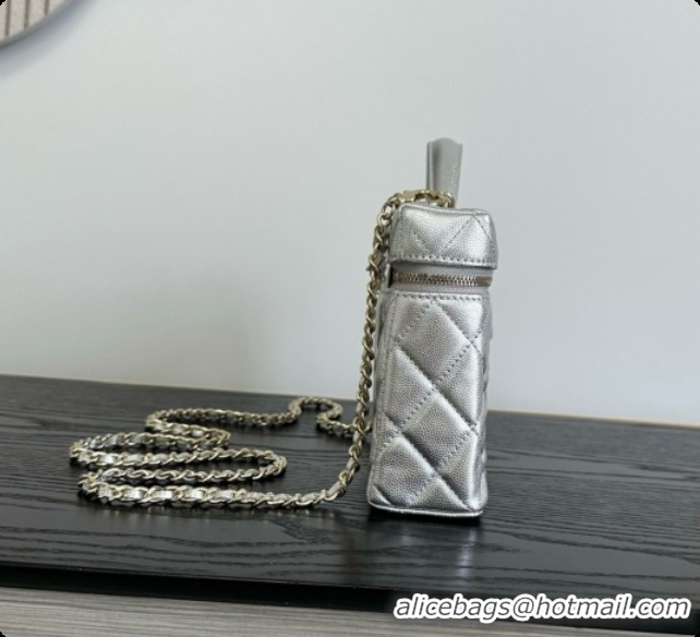 Good Quality Chanel Vanity with Chain in Quilted Grained Calfskin CH100811 Silver 2026 