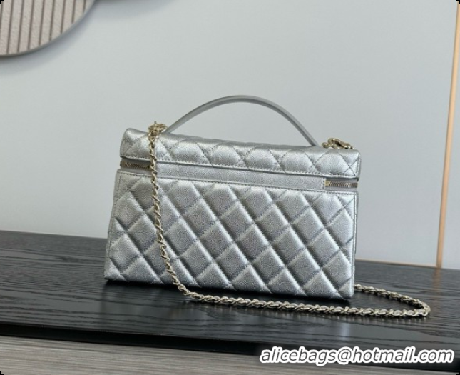 Good Quality Chanel Vanity with Chain in Quilted Grained Calfskin CH100811 Silver 2026 