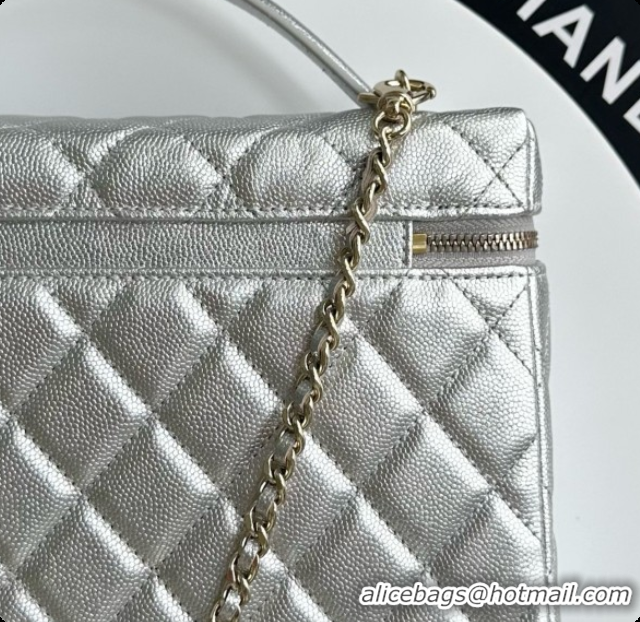 Good Quality Chanel Vanity with Chain in Quilted Grained Calfskin CH100811 Silver 2026 