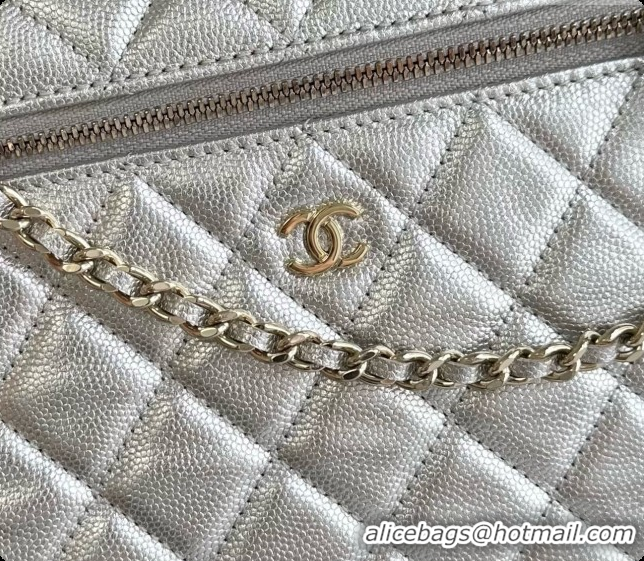 Good Quality Chanel Vanity with Chain in Quilted Grained Calfskin CH100811 Silver 2026 