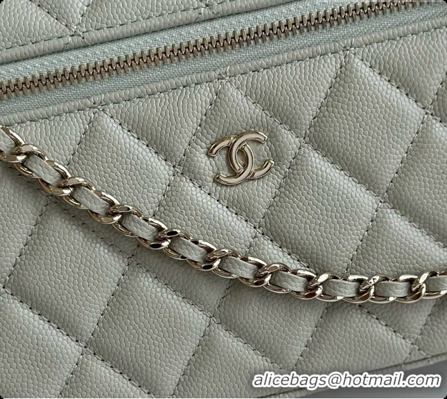 Purchase Chanel Vanity with Chain in Quilted Grained Calfskin CH100801 Grey 2026 