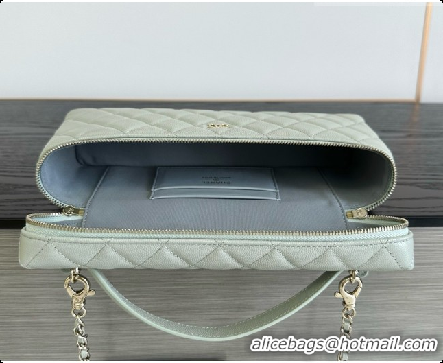 Purchase Chanel Vanity with Chain in Quilted Grained Calfskin CH100801 Grey 2026 