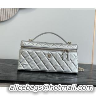 Best Grade Chanel Vanity with Chain in Quilted Grained Calfskin CH100804 Silver 2026