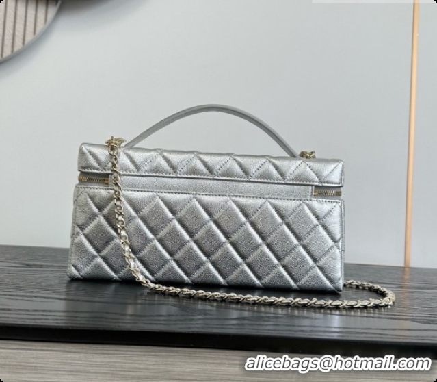 Best Grade Chanel Vanity with Chain in Quilted Grained Calfskin CH100804 Silver 2026