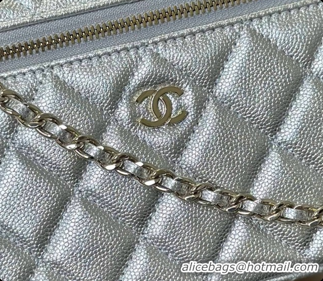 Best Grade Chanel Vanity with Chain in Quilted Grained Calfskin CH100804 Silver 2026