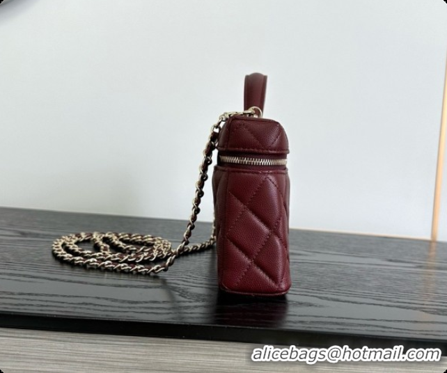 Luxurious Chanel Vanity with Chain in Quilted Grained Calfskin CH100805 Burgundy 2026