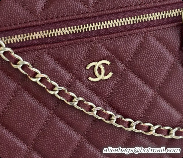 Luxurious Chanel Vanity with Chain in Quilted Grained Calfskin CH100805 Burgundy 2026