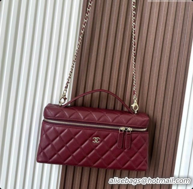 Luxurious Chanel Vanity with Chain in Quilted Grained Calfskin CH100805 Burgundy 2026