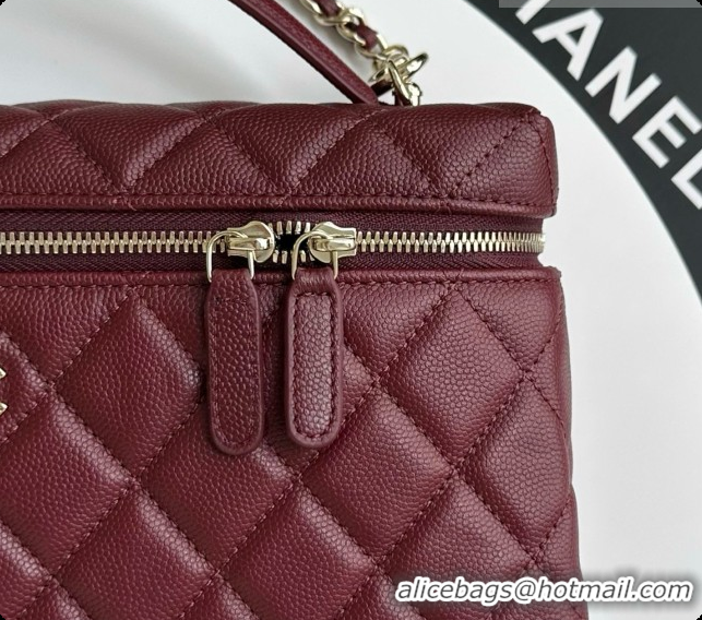 Luxurious Chanel Vanity with Chain in Quilted Grained Calfskin CH100805 Burgundy 2026