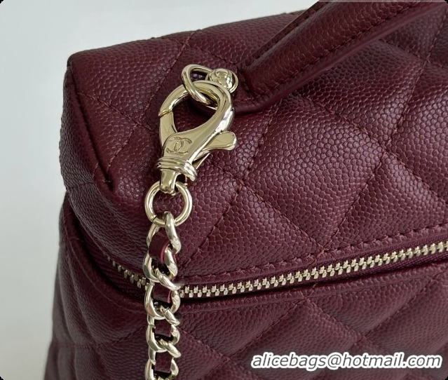 Luxurious Chanel Vanity with Chain in Quilted Grained Calfskin CH100805 Burgundy 2026