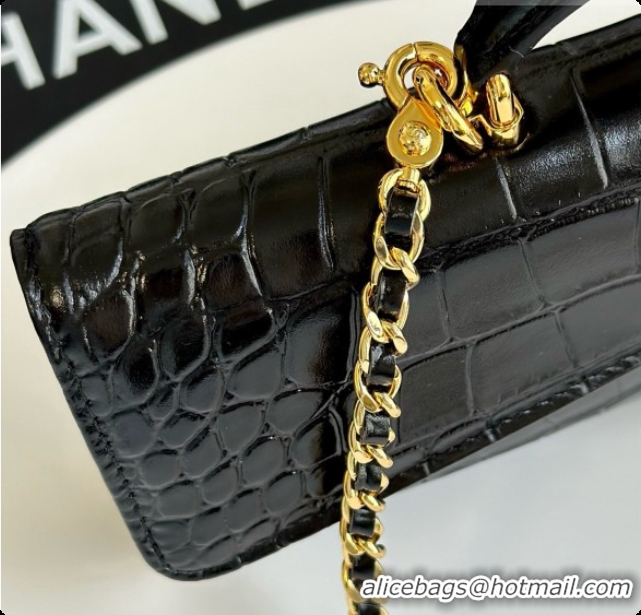 Top Grade Chanel Clutch with Chain in Crocodile Pattern Calfskin AP5280 Black 2026
