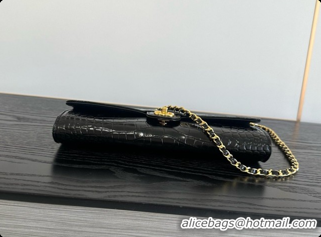 Top Grade Chanel Clutch with Chain in Crocodile Pattern Calfskin AP5280 Black 2026