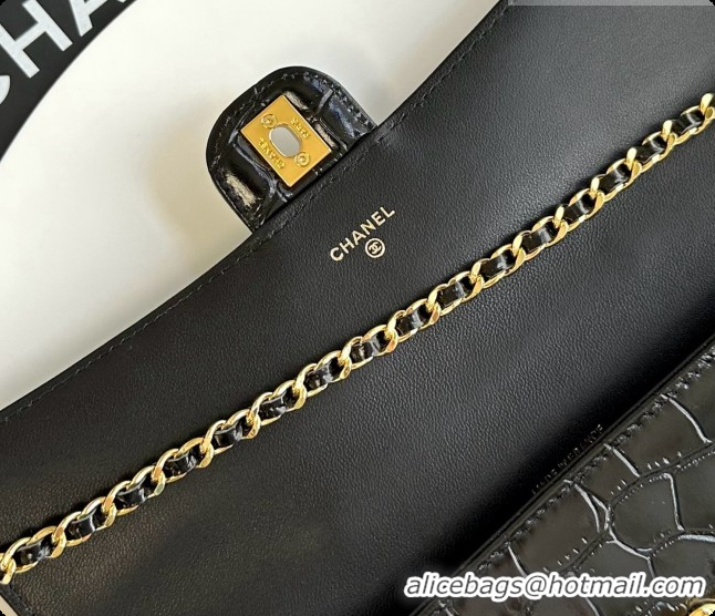 Top Grade Chanel Clutch with Chain in Crocodile Pattern Calfskin AP5280 Black 2026