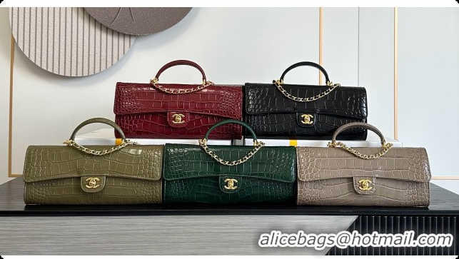 Top Grade Chanel Clutch with Chain in Crocodile Pattern Calfskin AP5280 Black 2026