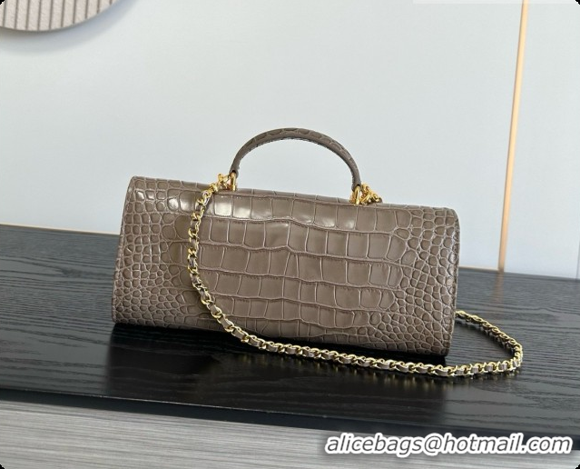 Good Quality Chanel Clutch with Chain in Crocodile Pattern Calfskin AP5280 Grey 2026