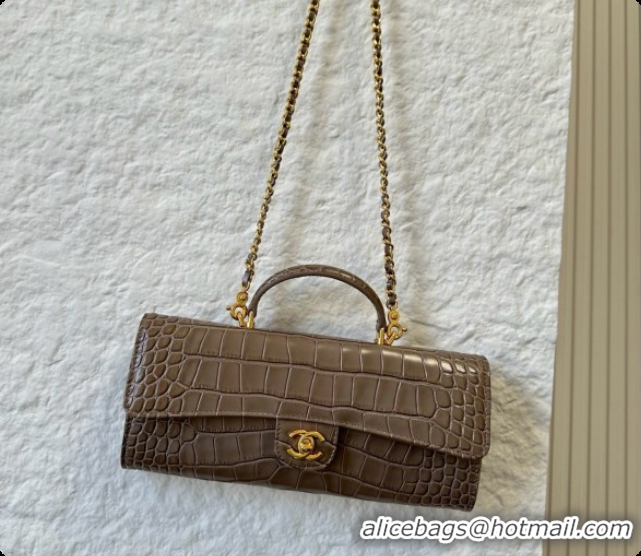 Good Quality Chanel Clutch with Chain in Crocodile Pattern Calfskin AP5280 Grey 2026