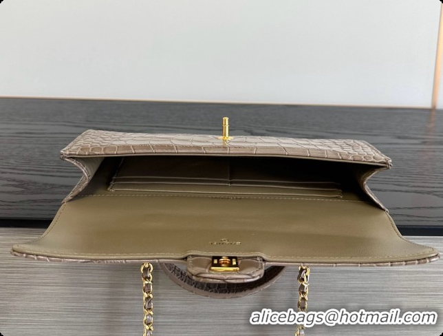 Good Quality Chanel Clutch with Chain in Crocodile Pattern Calfskin AP5280 Grey 2026