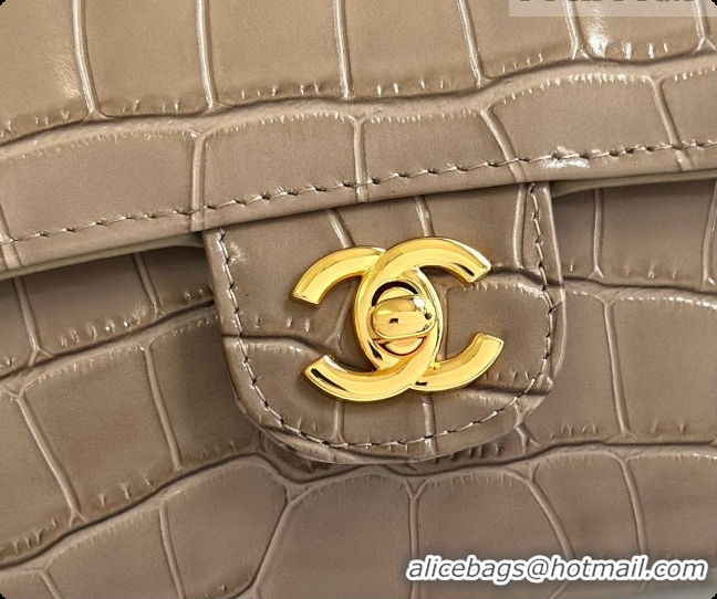 Good Quality Chanel Clutch with Chain in Crocodile Pattern Calfskin AP5280 Grey 2026
