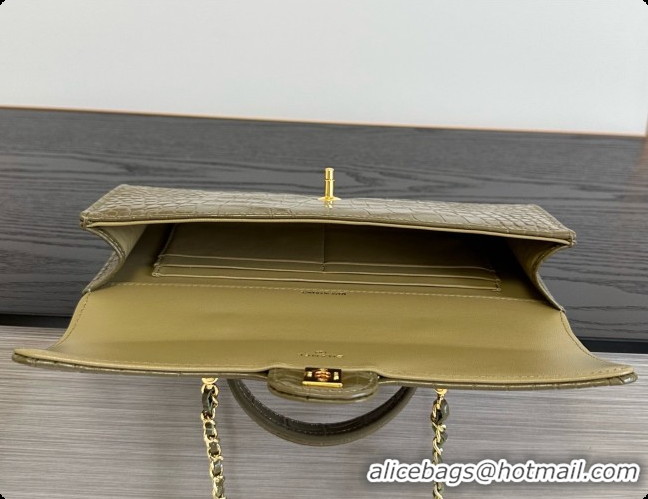 Charming Chanel Clutch with Chain in Crocodile Pattern Calfskin AP5280 Green 2026