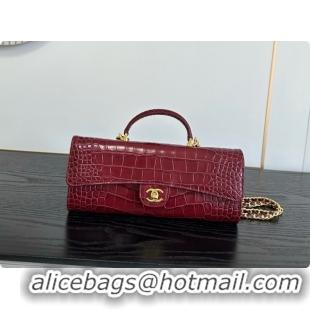Trendy Design Chanel Clutch with Chain in Crocodile Pattern Calfskin AP5280 Burgundy 2026