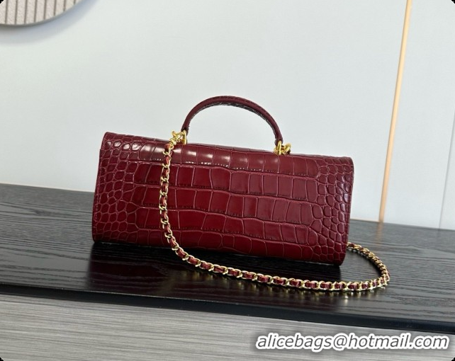 Trendy Design Chanel Clutch with Chain in Crocodile Pattern Calfskin AP5280 Burgundy 2026