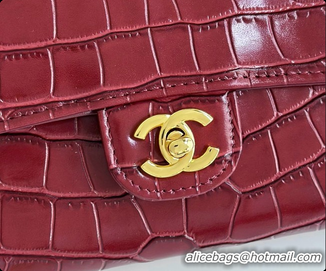 Trendy Design Chanel Clutch with Chain in Crocodile Pattern Calfskin AP5280 Burgundy 2026
