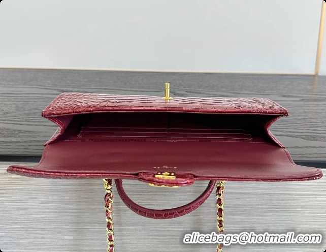 Trendy Design Chanel Clutch with Chain in Crocodile Pattern Calfskin AP5280 Burgundy 2026