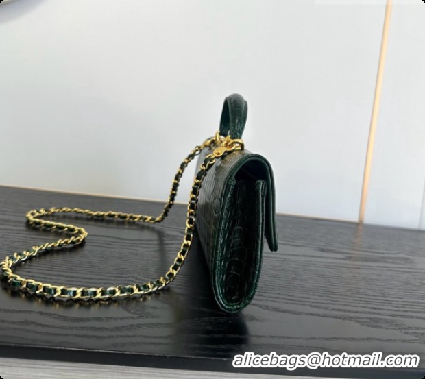Best Price Chanel Clutch with Chain in Crocodile Pattern Calfskin AP5280 Green 2026