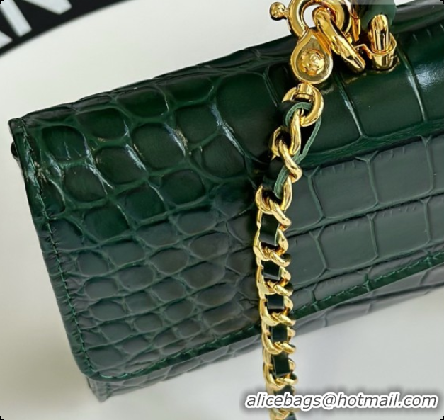 Best Price Chanel Clutch with Chain in Crocodile Pattern Calfskin AP5280 Green 2026