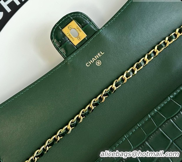 Best Price Chanel Clutch with Chain in Crocodile Pattern Calfskin AP5280 Green 2026