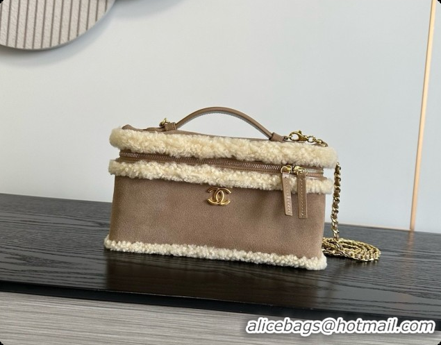 Pretty Style Chanel Vanity with Chain in Suede and Wool CH100872 Beige 2026