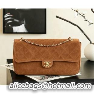 Top Quality Chanel Suede Calfskin Small Maxi Flap Bag AS6281 Caramel Brown 2026