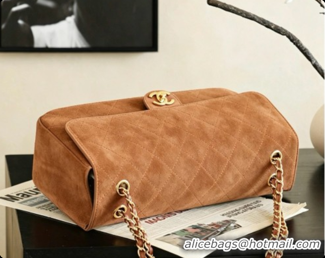 Top Quality Chanel Suede Calfskin Small Maxi Flap Bag AS6281 Caramel Brown 2026