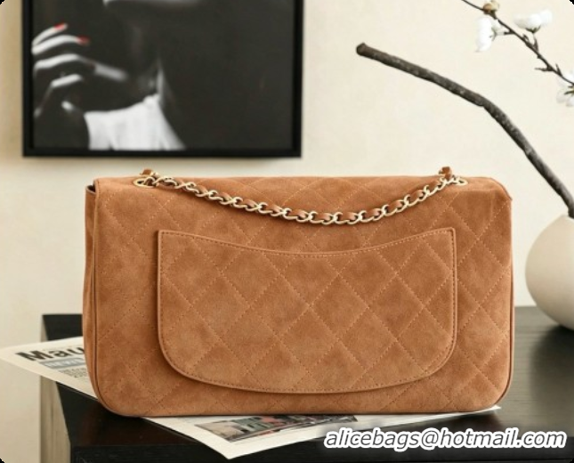 Top Quality Chanel Suede Calfskin Small Maxi Flap Bag AS6281 Caramel Brown 2026