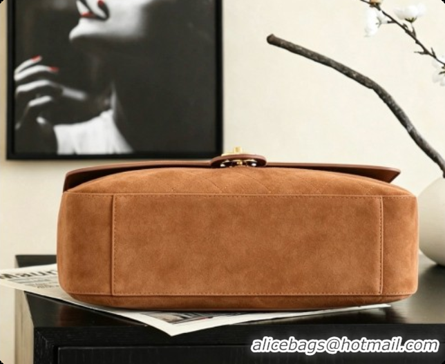 Top Quality Chanel Suede Calfskin Small Maxi Flap Bag AS6281 Caramel Brown 2026