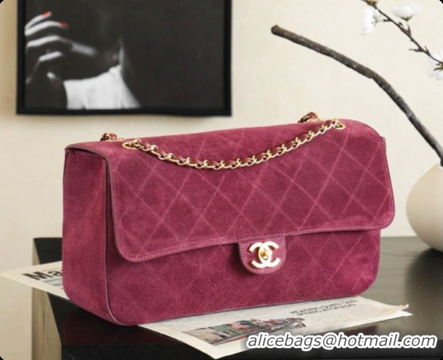 Good Quality Chanel Suede Calfskin Small Maxi Flap Bag AS6281 Rose Purple 2026