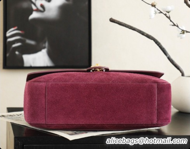 Good Quality Chanel Suede Calfskin Small Maxi Flap Bag AS6281 Rose Purple 2026