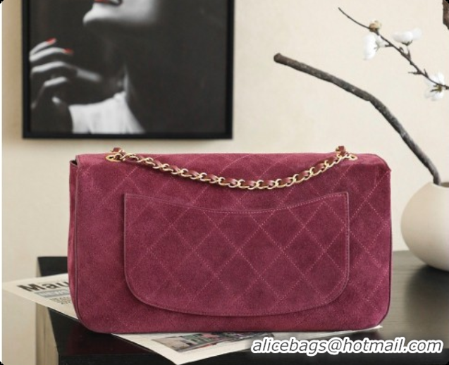 Good Quality Chanel Suede Calfskin Small Maxi Flap Bag AS6281 Rose Purple 2026