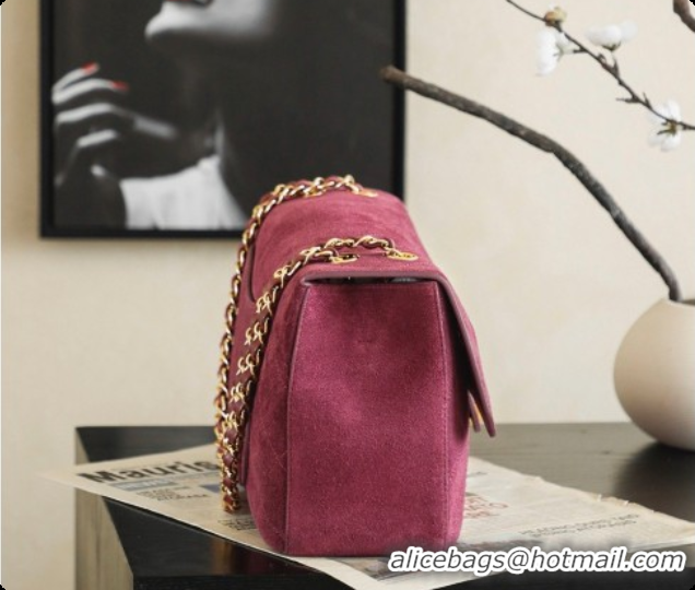 Good Quality Chanel Suede Calfskin Small Maxi Flap Bag AS6281 Rose Purple 2026