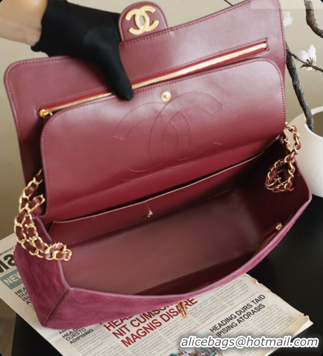Good Quality Chanel Suede Calfskin Small Maxi Flap Bag AS6281 Rose Purple 2026