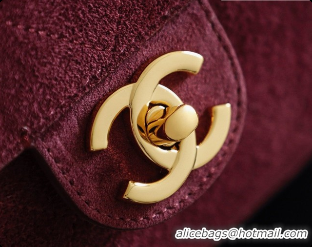Good Quality Chanel Suede Calfskin Small Maxi Flap Bag AS6281 Rose Purple 2026